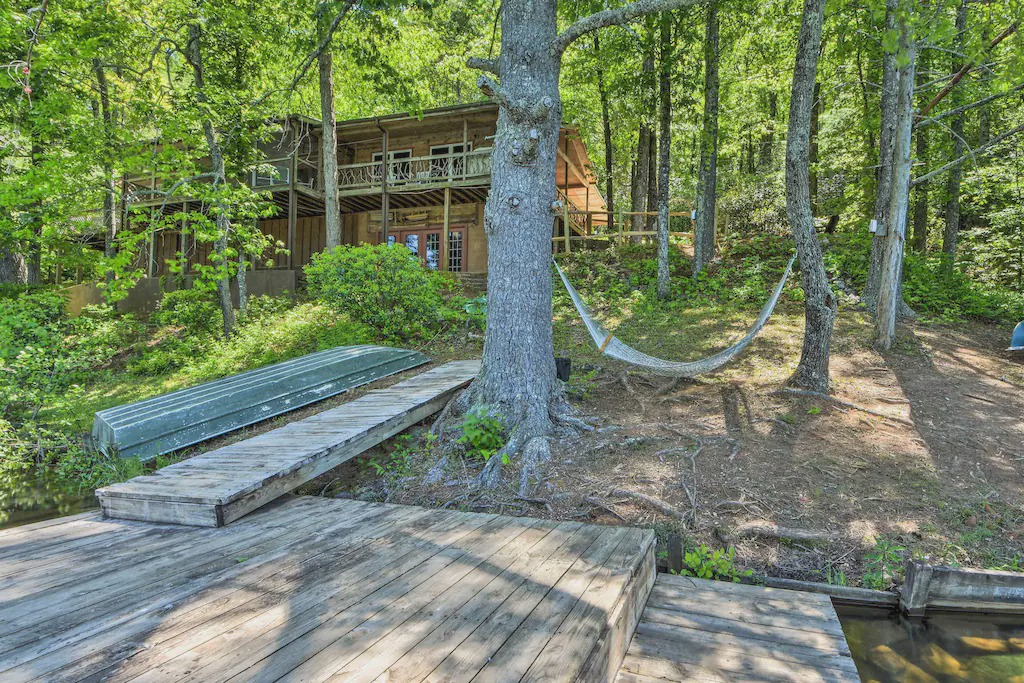 Mountain Rest Cabin | Chattooga Lakefront Cabin w/ Hot Tub + Pvt. Dock!