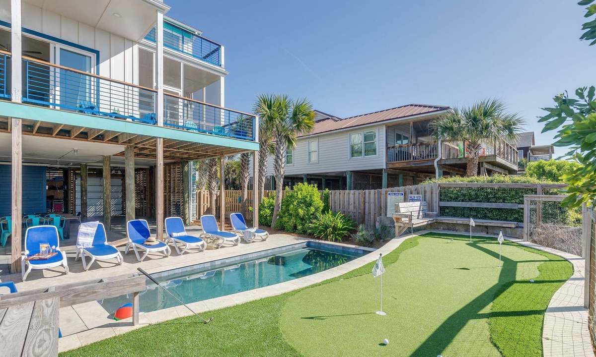 Folly Beach House | Exquisite Oceanfront Oasis: Immerse in Luxury with Pool & Putting Green at this