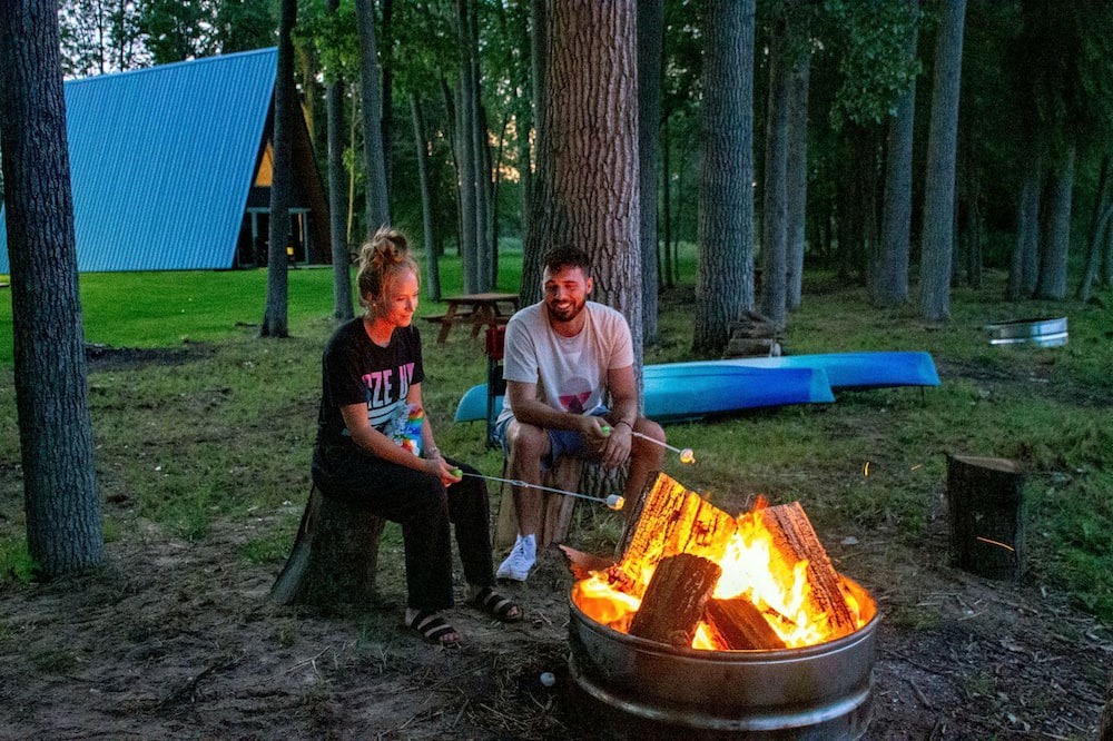 Au Gres Cabin | Lofted A-Frame Cabin with Direct Lake Access and Equipped Deck in Michigan