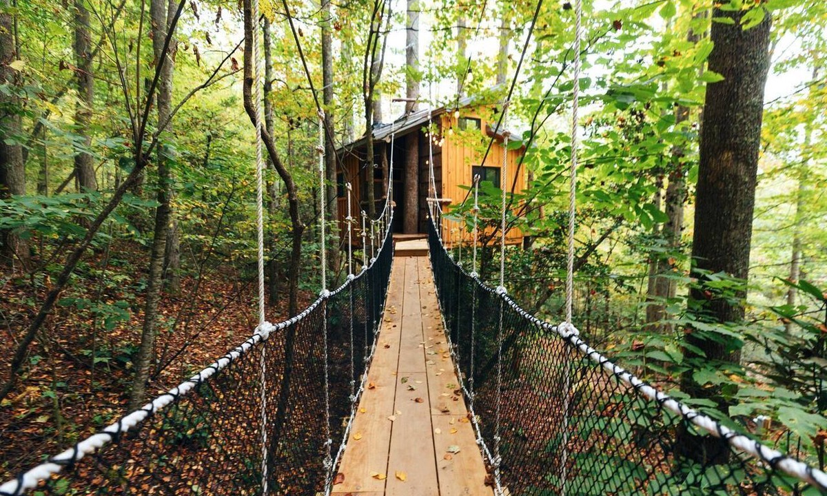 Zirconia Cabin | Magical Treehouse Stay with Creekside Sauna Experience in Zirconia, North Carolina