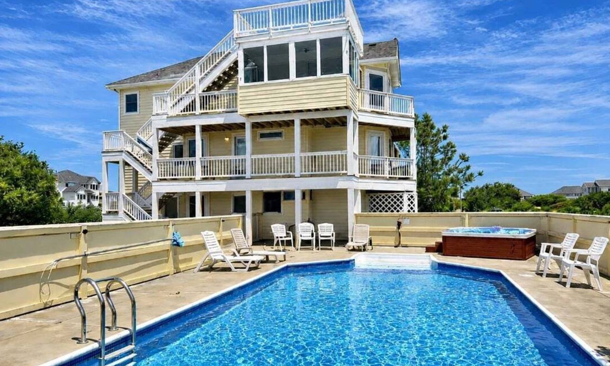 Whalehead Beach House | ONLY 500 feet to beach with views of ocean and sound! Pool, HotTub, Pets