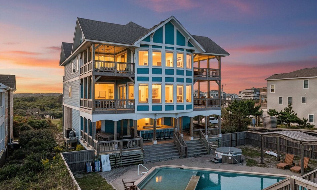 South Nags Head House | Outside-In - S Nags Head MP 18.5, Luxury Oceanfront, Elevator, Pool, Cabana, Home Theatre, Pets OK