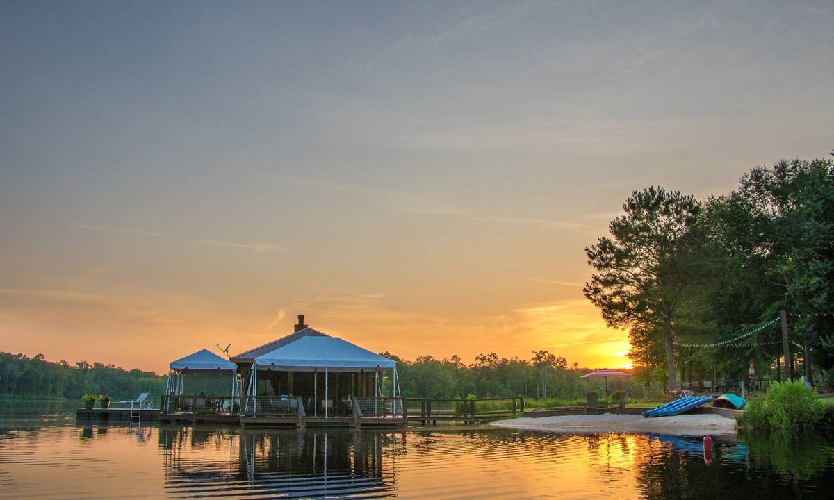 Rupert House | Private 70 Acre Lake, 50 acres land, 5 Glamping Tents, 1 Cabin, Lakefront Dock