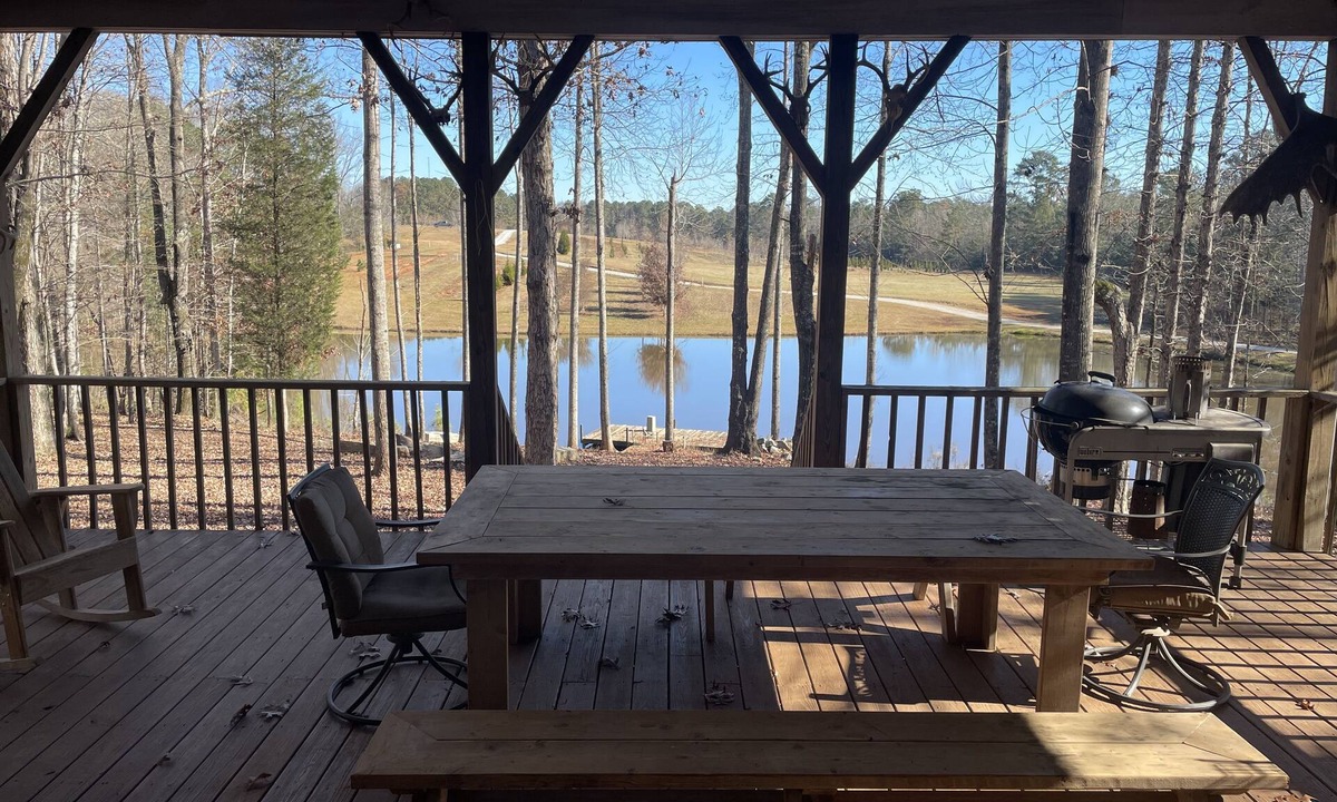 Stephens Cabin | Secluded & Private Cabin situated over stocked pond.