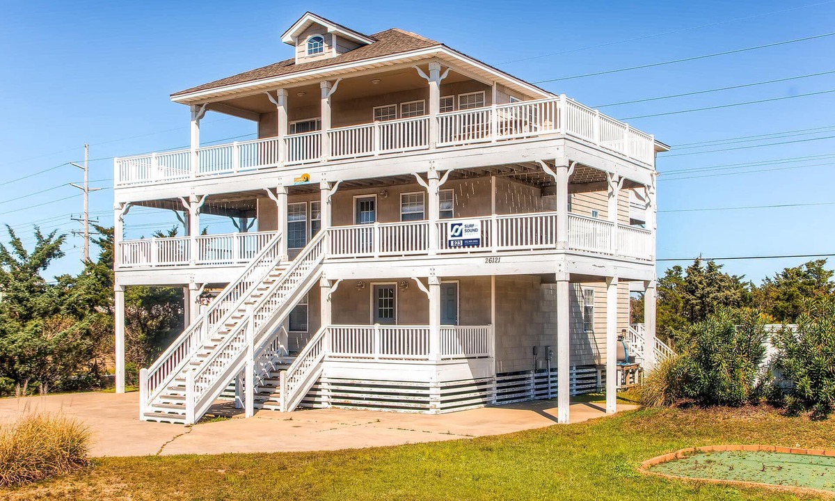 Wind Over Waves House | Soundside Dog Friendly Home w/Pool, Hot Tub, Putting Green, Community Boat Ramp