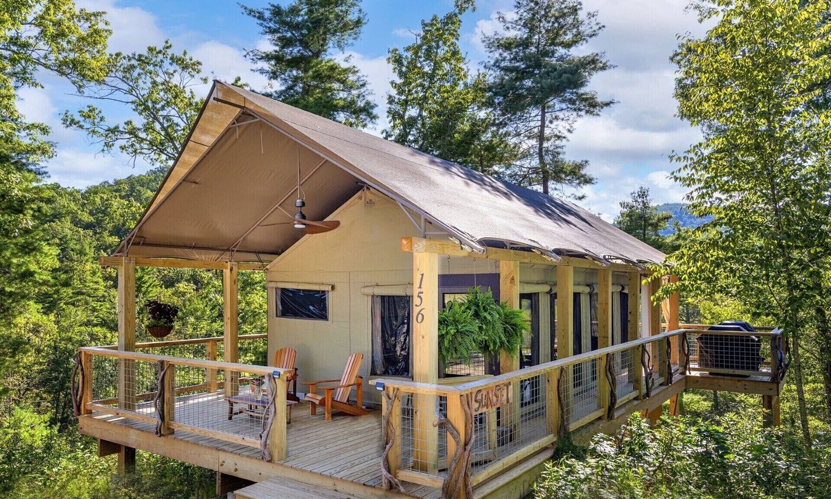 Zirconia Cabin | Sunset Tree Tent with Private Waterfalls & Hiking