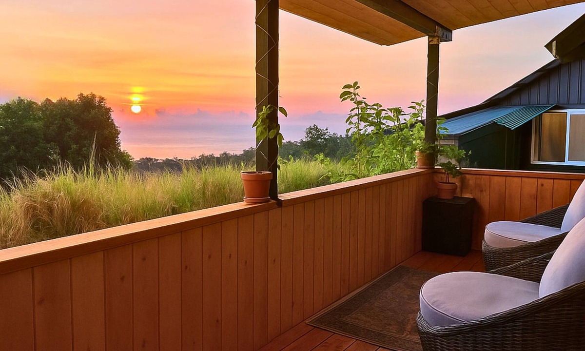 Papaaloa Cabin | Tropical Ocean View Cottage Couples & Solo Retreat, Farm Jungalow Cabin w/180° Sunrise & Ocean View
