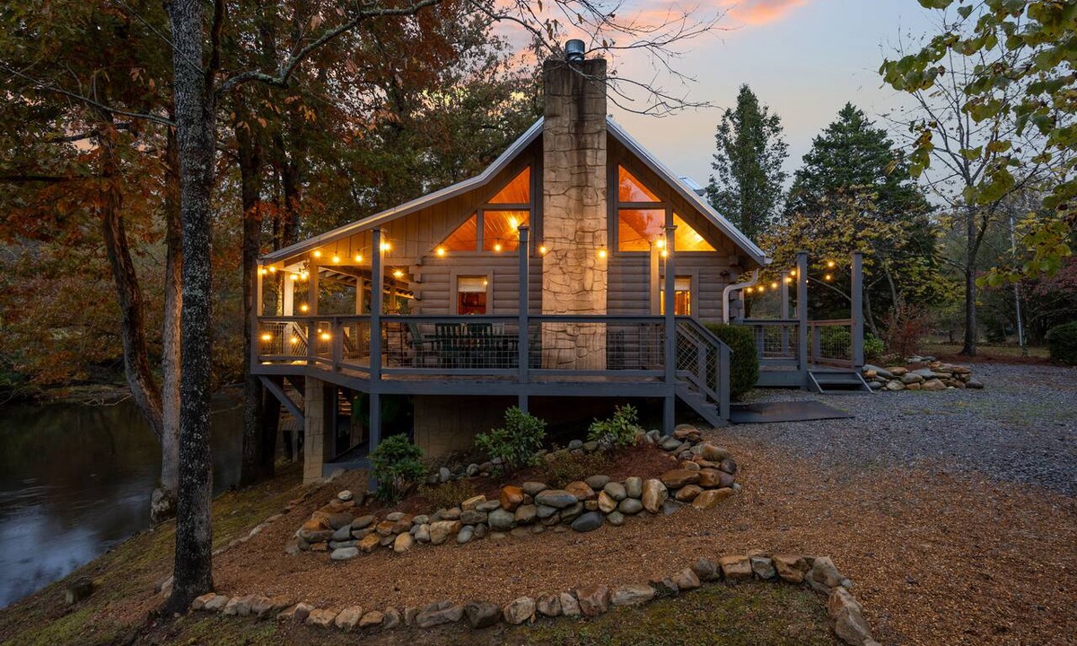 Sevierville Cabin | Ultimate Riverfront Cabin Retreat Private Swimming Hole Smoky Mountains