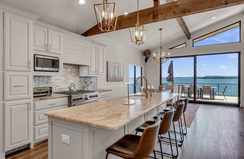 Granite Shoals House | 4BR Lakefront Escape for 12 w Hot Tub & Patios!