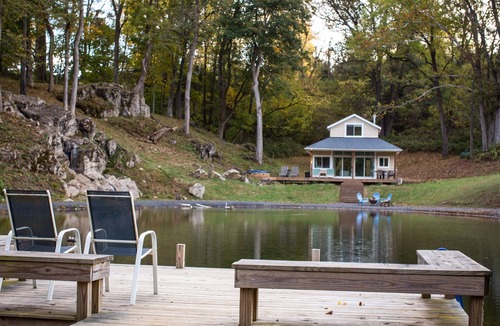 Front Royal Cabin | A Perfect Romantic Escape! Enjoy relaxing with private pond/waterfall/hot tub.