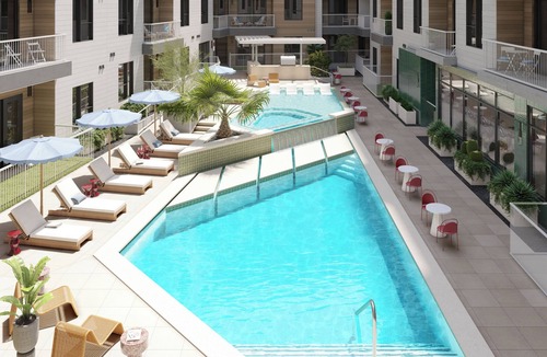 South Lamar Apartment | Balcony | Pool, Bar, Dining, Coworking Creative Spaces | Accessible | The Code
