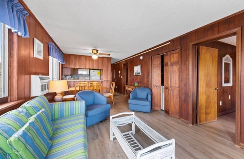 Crescent Beach Condo | Cozy oceanfront condo, rustic wood paneling and fully equipped kitchen | Sun Villas - A-2