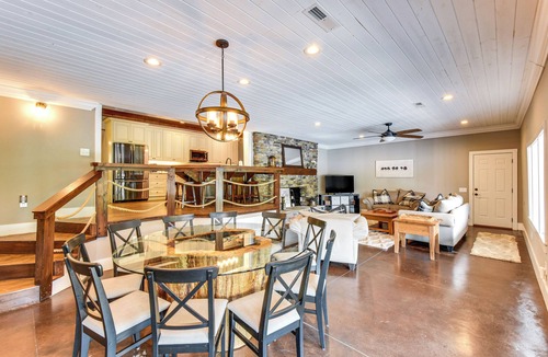 Six Mile House | Hot Tub, Dock, Lakefront: Luxe Six Mile Retreat