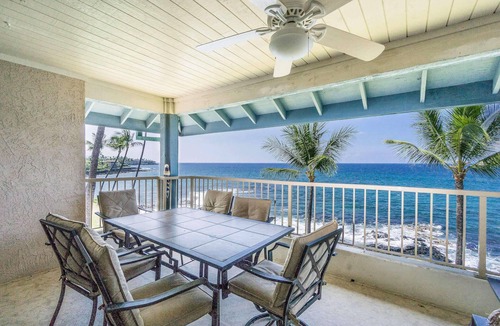Historic Kailua Village Condo | Kona Reef #D31 | Lanai w/Coastal Views