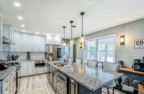 Bumpass House | Lakefront Home with Private Dock, Hot Tub, Fireplace, & Central A/C - Free WiFi
