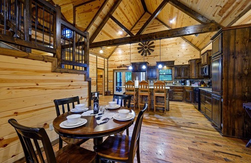 Hochatown Cabin | Livin Large, Pool Table, Shuffleboard, Hot tub, Playset, Pets