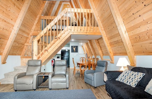 Au Gres Cabin | Lofted A-Frame Cabin with Direct Lake Access and Equipped Deck in Michigan