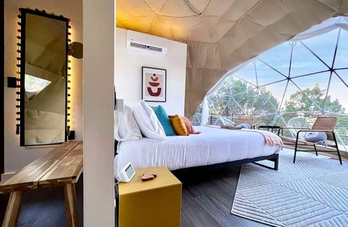 Oatmeal Cabin | Marble Falls Glamping Dome for Romantic Getaways near Austin