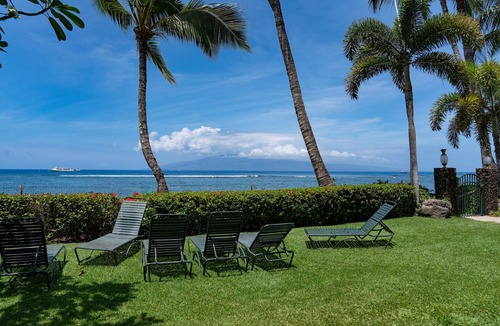 Historic Lahaina Front Street Condo | MAUI LAHAINA SHORES #105nOCEAN-BEACH FRONT LOCATION GROUND FLOOR nNO RESORT FEE