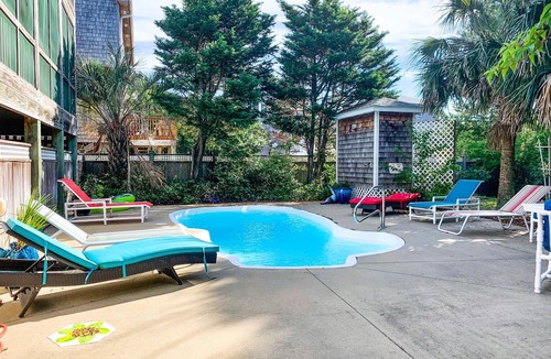 Ocracoke House | No Fools No Fun: Private pool with a wonderfully landscaped yard.