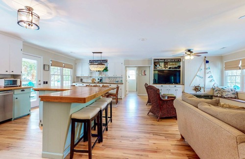 Edisto Island House | Ocean-view dog-friendly home across street from beach with private pool, W/D, AC