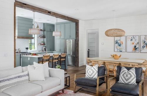 Palmetto Bluff House | Outdoor game room + fire pit with scenic marsh views
