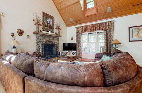 Saluda Cabin | Peaceful cabin with game room, WiFi, fireplace & spacious deck with grill