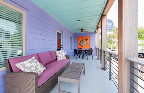 Folly Beach Apartment | Perfect Purple Palace Folly Vacation Apt A