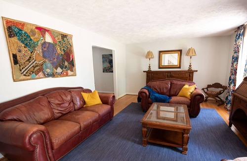 Southern Pines House | Pineland Patio: Inviting 4-Bedroom Retreat. Ample Space for 10, Firepit, Office.