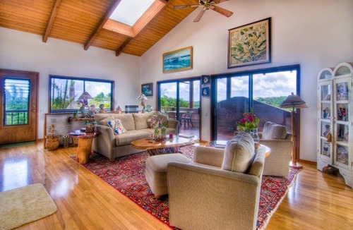Kalihiwai House | Ridge line home with pool, ocean and valley views