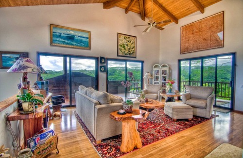 Kalihiwai House | Ridge line home with pool, ocean and valley views