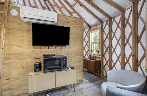 Sears Cabin | Secluded Off-Grid Yurt with Forest Views Near Trails in Sears, Michigan