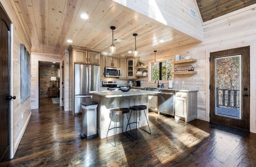 Golden Cabin | Shadow Dancer - Hot Tub, Outdoor Fireplace, Playground & Fire Pit Near Hochatown