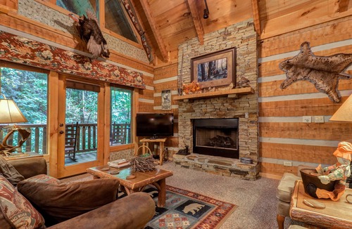 Smoky Mountains Cabin | Spacious creekside oasis with private hot tub, pool table, W/D, & fireplace