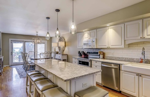 South Beach Villa | Spacious Villa waterview haven with decks, firepit, AC, WiFi, pool, Walk to beach
