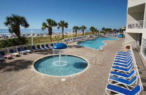 Atlantic Beach Condo | Tropical oceanfront resort with shops, restaurants, pools, lazy river--paradise!