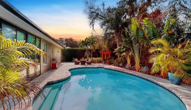 Backyard oasis w/pool, sauna & fire pit