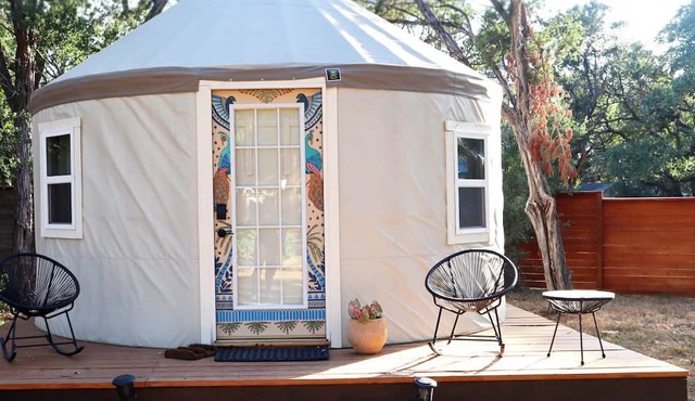 Colorful and Fully Equipped Yurt by Lake Travis For an Unforgettable Lakeway Glamping Escape, Texas