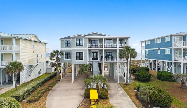 Oceanfront West Point in Oak Island: 12 bedrooms, sleeps 30, with luxury amenities.