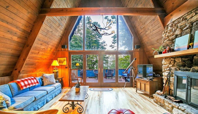 Peaceful Mountain A-Frame Chalet - Hike & Explore, stone fireplaces & ping pong!
