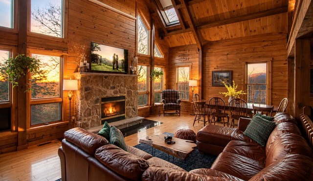 Poconos True Log Cabin with Views, Hot Tub & Game Room