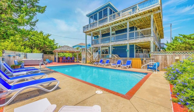 Semi-Oceanfront Dog Friendly Home w/Private Pool, Hot Tub, EV Charger, Game Rm