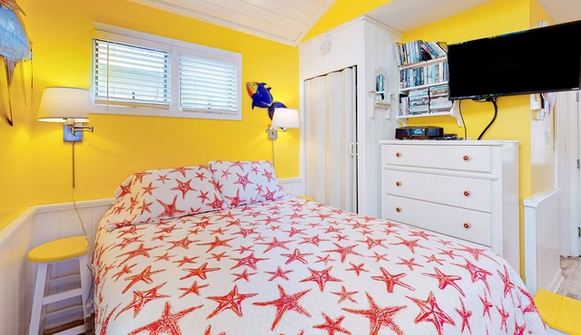 Studio cottage with on-site beach access, 2 decks, & central AC