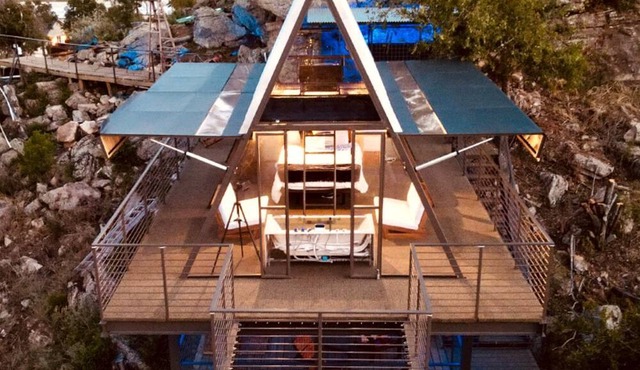 Stunning A-Frame with Folding Glass Walls & Open-Air Living in Cottonwood, Texas