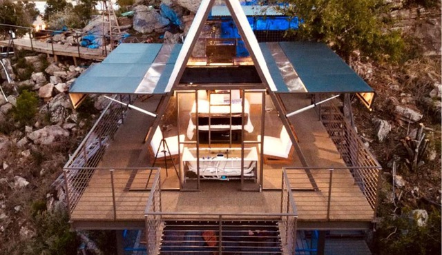Stunning A-Frame with Folding Glass Walls & Open-Air Living in Cottonwood, Texas