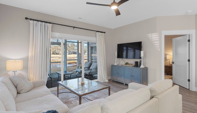 Upscale 2-bedroom, 2 bath condo, lower corner unit on the golf course