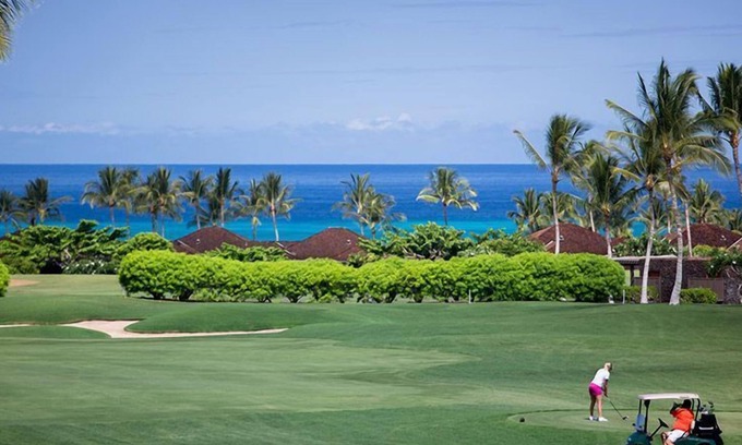 Kaupulehu Condo | Fairway Villa 120A: Charming w/Shared Pool, AC, Golf Cart & Lanai Ocean Views